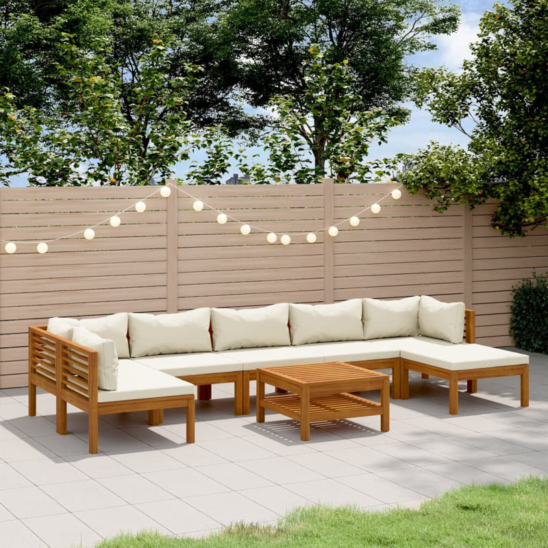 Spase 8 Piece Lounge Sectional Seating Group, Cream