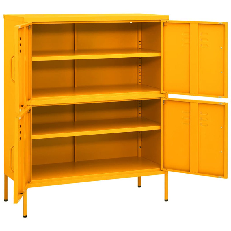 Classeur autoportant avec tablettes pour le bureau, Jaune moutarde
