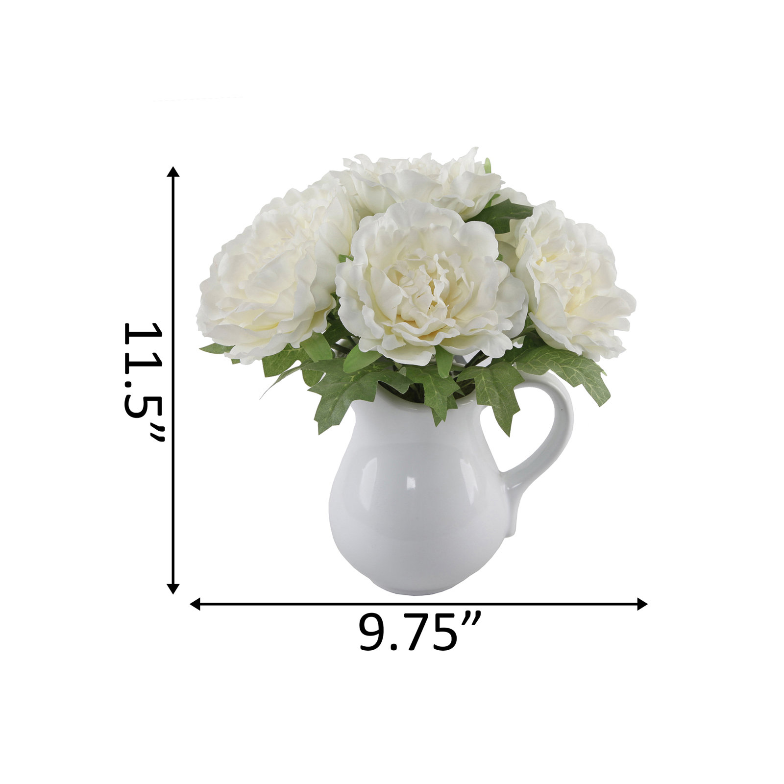 Olveston Fabric Peony Arrangement in Vase, White