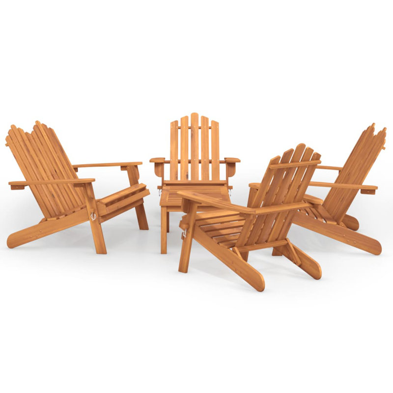 Acacia Foldable Outdoor Adirondack Set, Brown