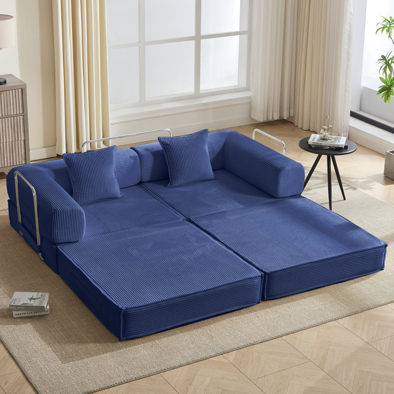 Boneless Two-Seater Modular sofa Bed, Blue