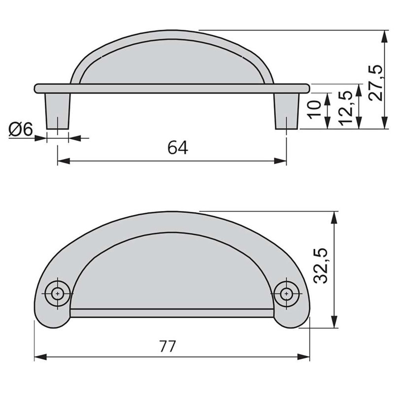 Marli Zamak 16cm Centre Cup/Bin Handle