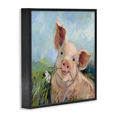 «Whimsical Pig & Daisy», art de la giclée encadrée, conception par Susan Winget