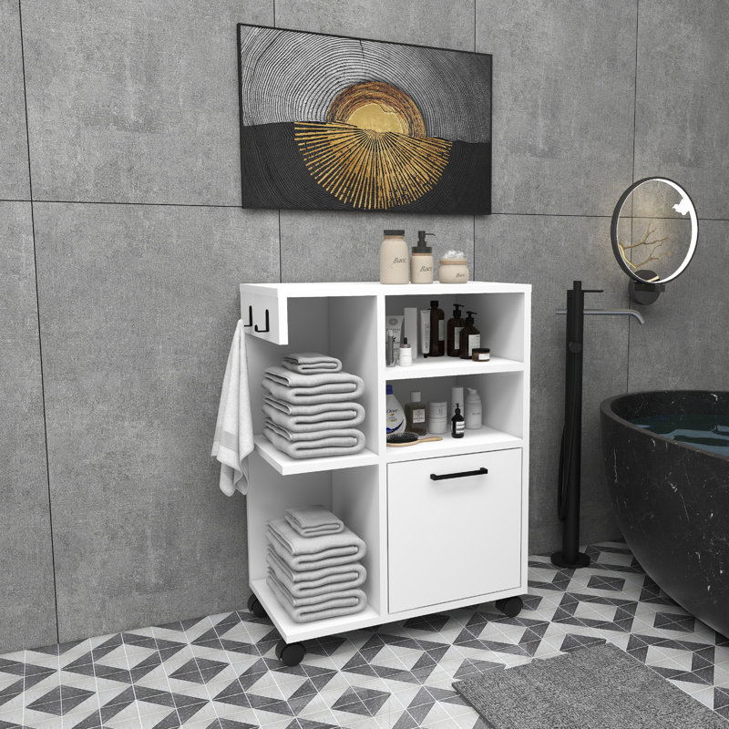 Armoire polyvalente, blanche, 31,9 x 23,6 x 13,8 pouces | 100% panneau de particules enduit de mélamine, épaisseur: 0,7 pouce | Comprend de nombreuses tablettes et une conception murale, idéale pour les solutions de rangement modernes pour la maison et le bureau