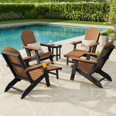Chaise pliante Adirondack avec repose-pieds rétractable et porte-gobelet, réglable à 3 positions pour le patio, assise extérieure toutes saisons