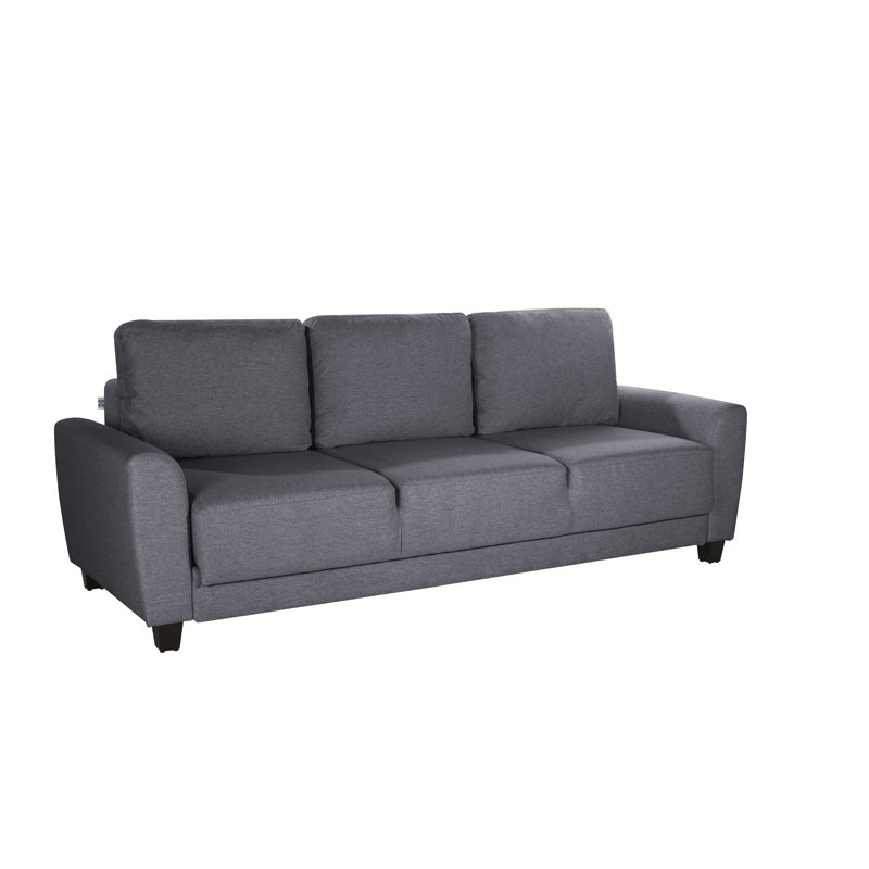 Sealy TruFit Klein Queen Dropback Sofa Sleeper Bed Convertible in Dark Grey with Additional Storage, Grey