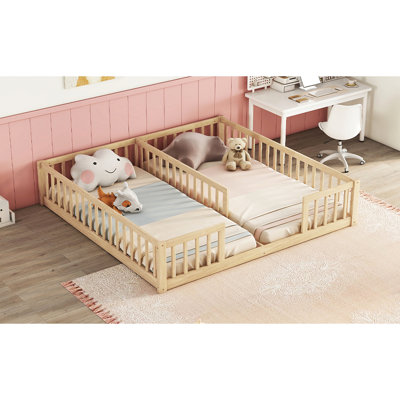 Twin Floor Bed In Grey - & Convenient Setup Double Without Door Strong User-