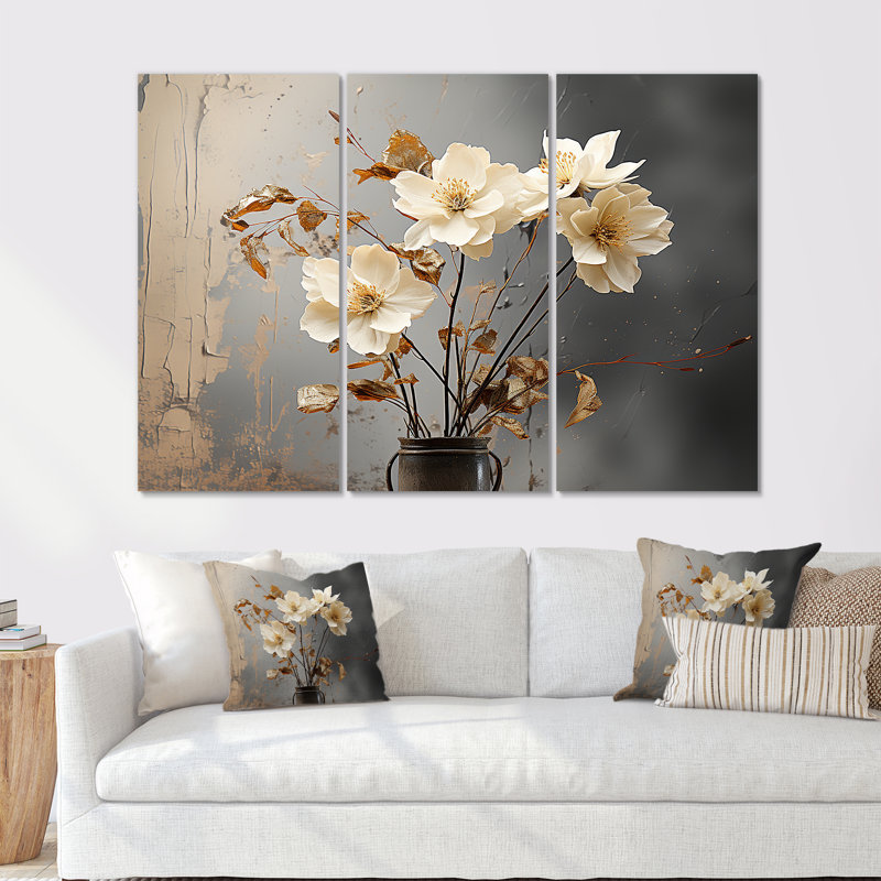 «Vintage Nostalgia Daffodils I», ensemble d'art sur toile jonquilles, H 28 po x l 36 po x P 1 po