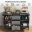Élégante armoire à buffet avec crédence cannelée avec rangement spacieux, parfaite pour la cuisine et le salon