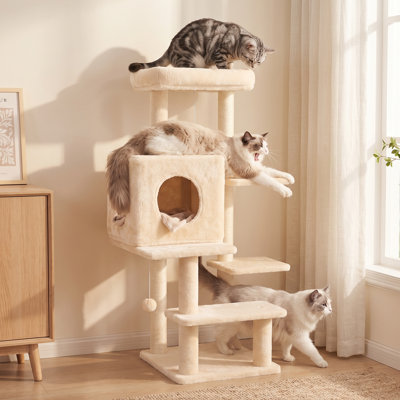 40inch Multi-level Cat Tree Tower With Scratching Post And Cozy Condo