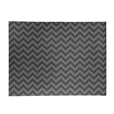 Tapis blanc/noir à chevrons à main