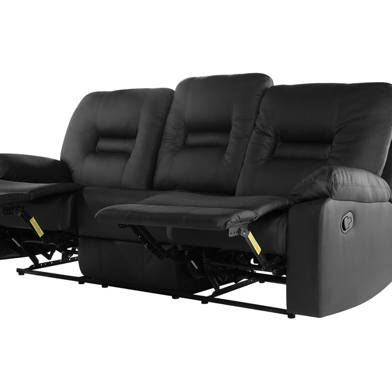 Faux Leather Reclining Sofa, Black