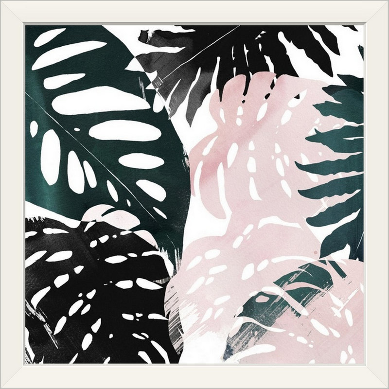 Novogratz « palm rosé i », reproduction d’art encadrée, H 23 po x l 23 po x P 1 po, Cadre blanc