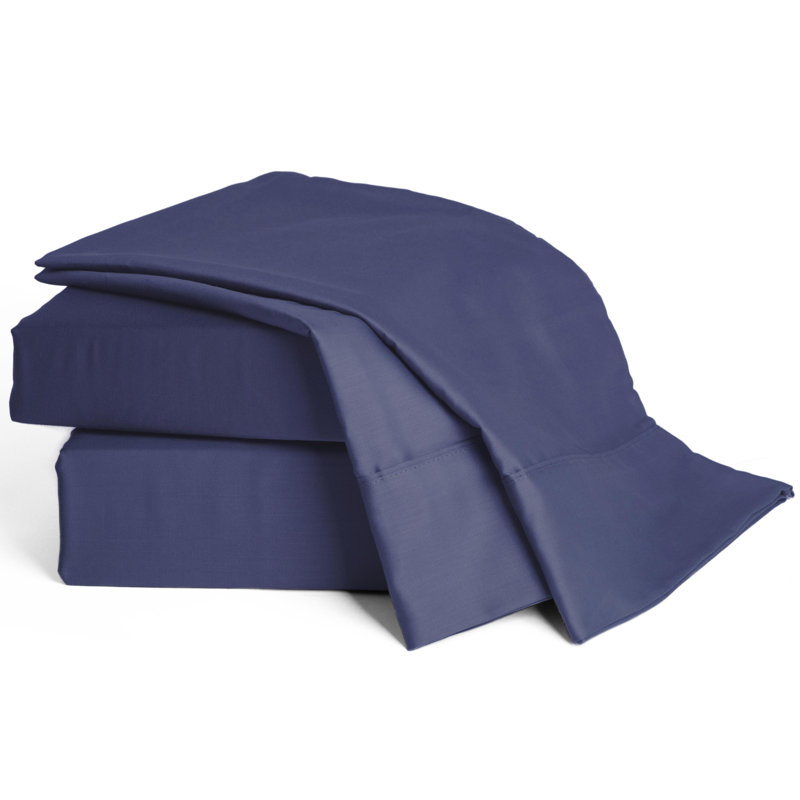 Ensemble de draps en percale 100% coton à densité de tissage 300 fils Harwood, Brume bleu