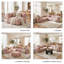 Confesor Modern Blush Pink L-Shaped Sectional Sofa With Round Black Coffee Table Set