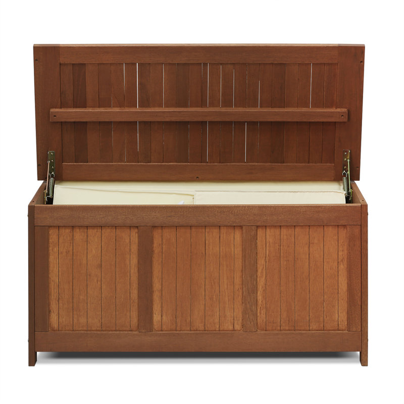 Loon Peak® Ermont 44.5'' W 65 Gallons Water Resistant Solid Wood Teak Deck Box in Natural