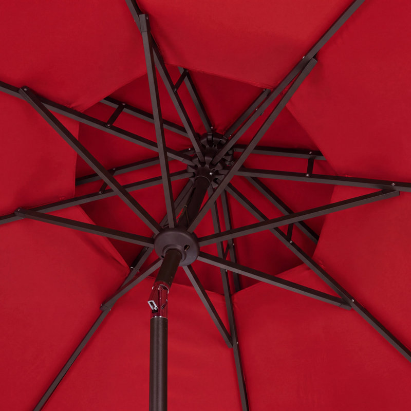 Parasol d'extérieur festonné inclinable 101 po Poppy, Rouge / Blanc