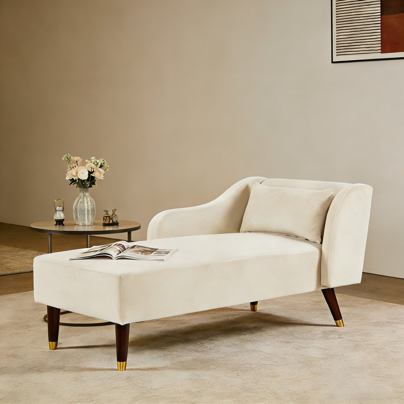 Chaise longue rembourrée en velours Barbanell, Beige