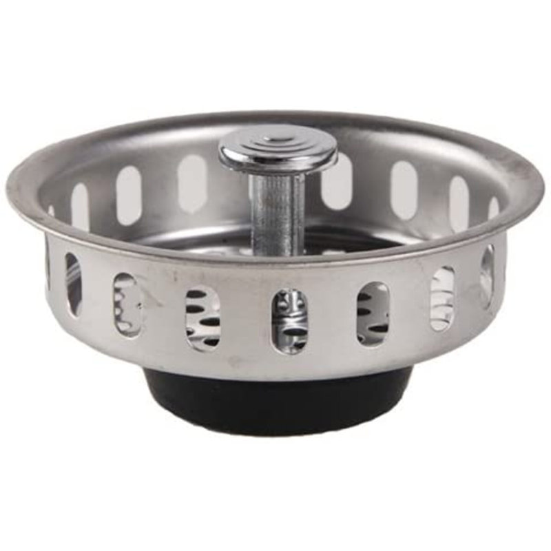 Avalon 2'' Silver Stainless Steel Basket Strainer with Rubber Stopper