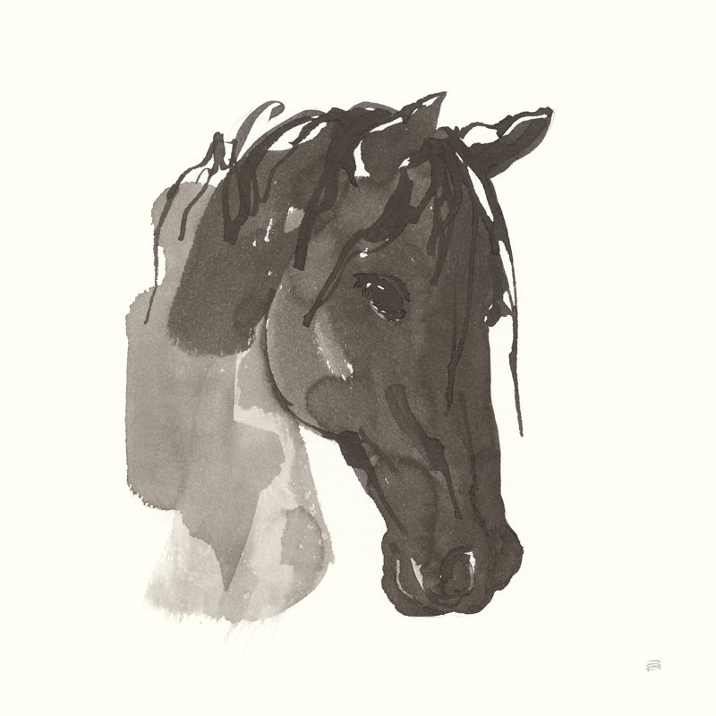 «Horse Portrait I» par Chris Paschke - reproduction, H 20 po x l 20 po, Oui, Cadre simple blanc
