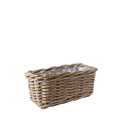 Rectangle Ratten Flower Basket With Plastic Liner