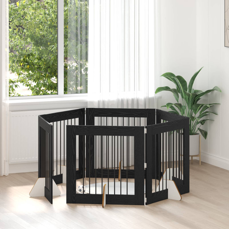 Engineered Wood Pet Crate, Black Oak, 80cm H x 362cm W x 34cm D