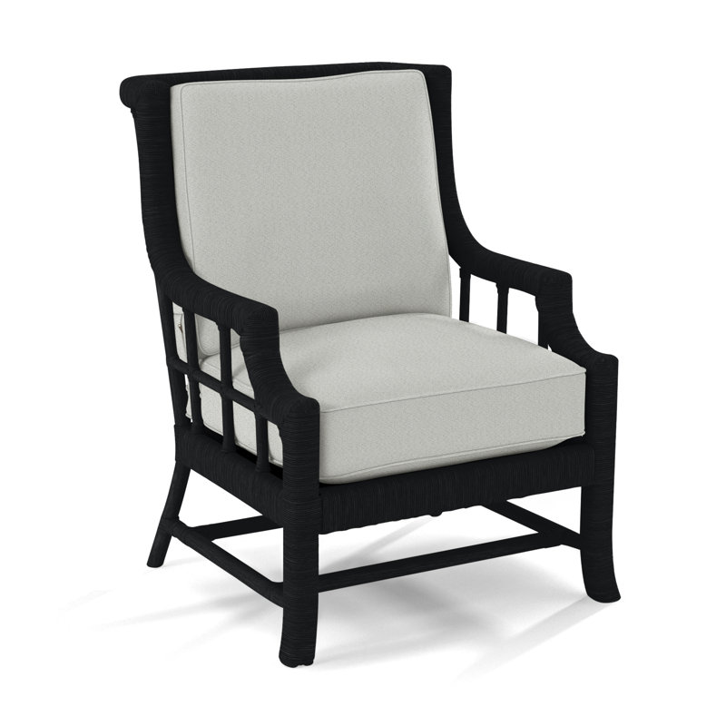 Fauteuil Lafayette, Noir, noir, noir, noir, Rayé bleu clair et blanc / 0256-54