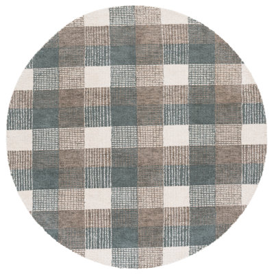 Genre Hand Tufted Wool;Cotton Plaid Rug