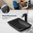 DEJIN 14'' Matte Black Glass Rectangular Bathroom Sink with Faucet
