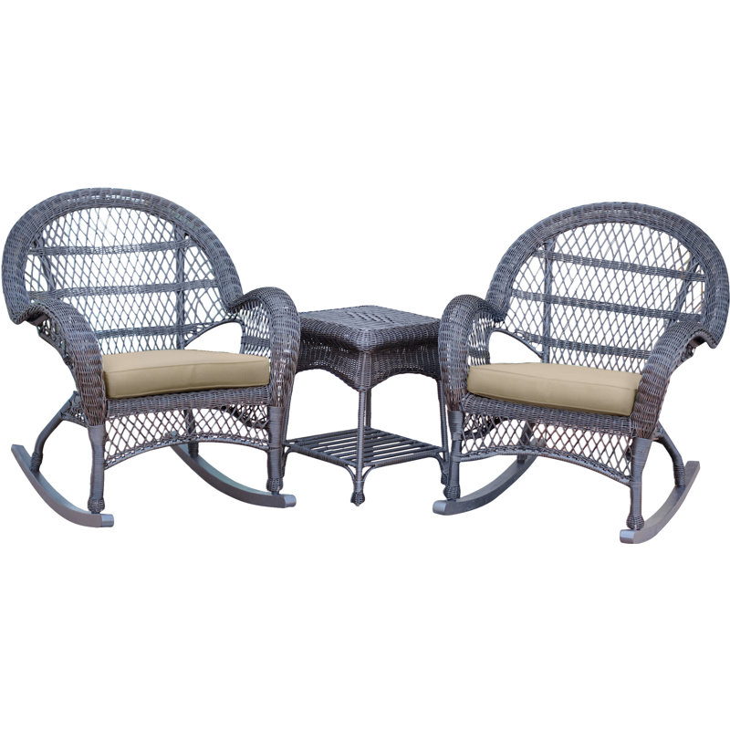 Mangum Wicker 2 - Person Patio Conversation Set with Cushions, Tan, Espresso