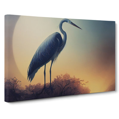 Blooming Heron Bird - Wrapped Canvas