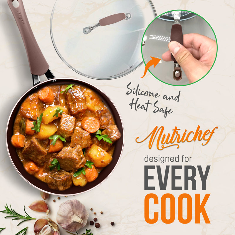 14-Piece Brown Non-Stick Aluminum Cookware Set