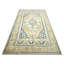Tapis bleu / beige en laine noué à la main de conception unique des années 1960 de 6 pi 4 po x 11 pi 9 po