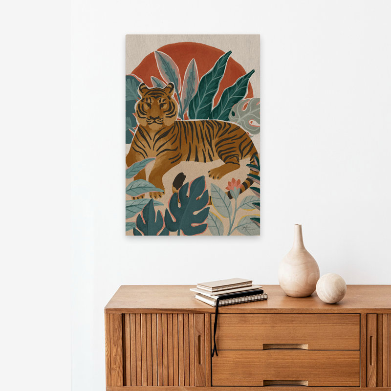 «Big Cat Beauty III Crop - Animal Beige», art botanique noir, H 24 po x l 16 po