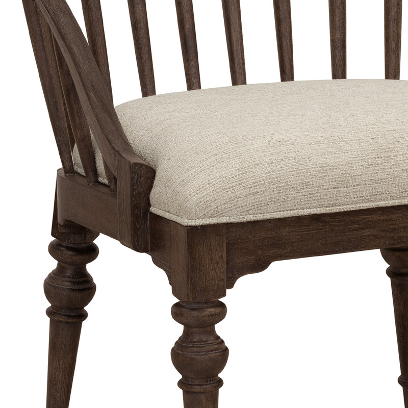 Chimney Smoke Distressed Spindle Back Armchair with Upholstered Seat
