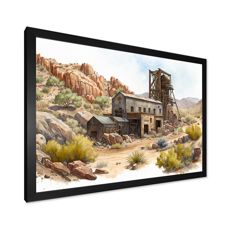 Wild West Mine In Arizona III - Impression sur toile, Impression noire sur toile encadrée, H 12 po x l 20 po x P 1 po