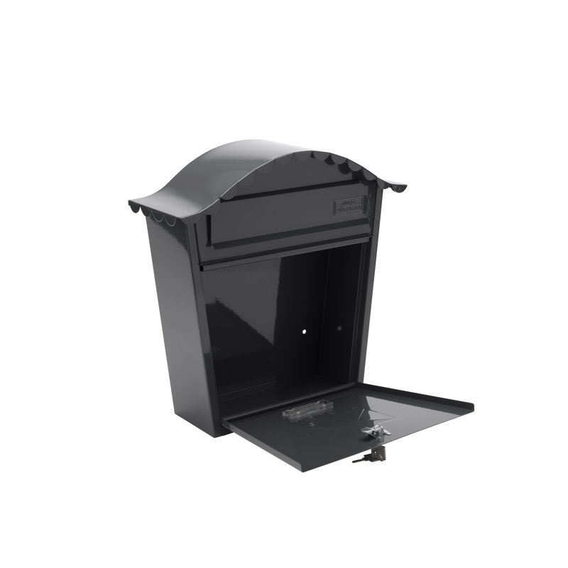 Classic Wall Mounted Galvanised Steel Lockable Weatherproof Post Box - 36x37x13cm, Anthracite