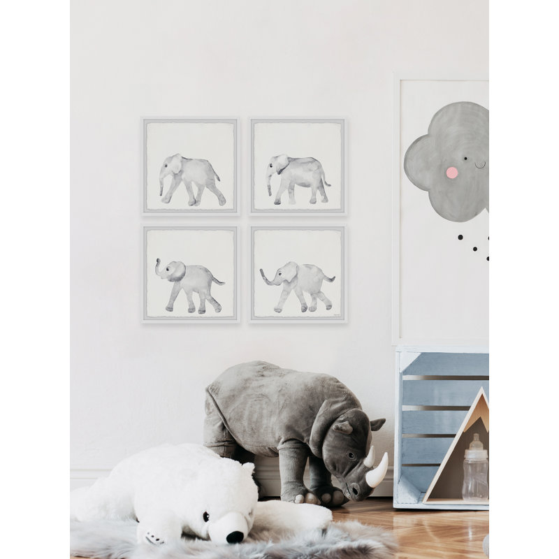 «Mize Baby Elephant exercise», ensemble de 4 reproductions encadrées, H 12 po x l 12 po x P 1,5 po