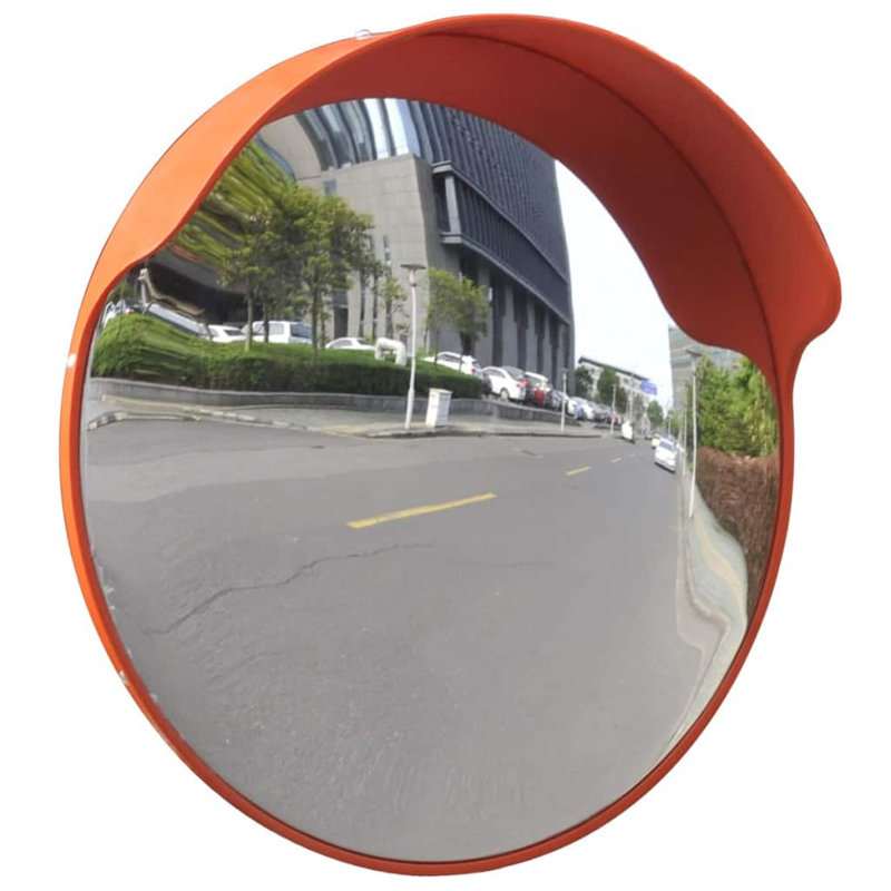 Convex Wall Mirror, Ø 17.7", Orange