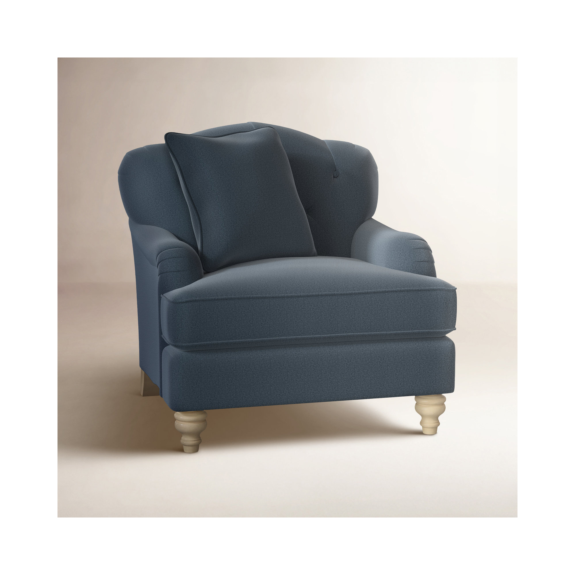 Sullivan Upholstered Down Filled Armchair, Anello 22 Navy Performance Twill, Linen, No