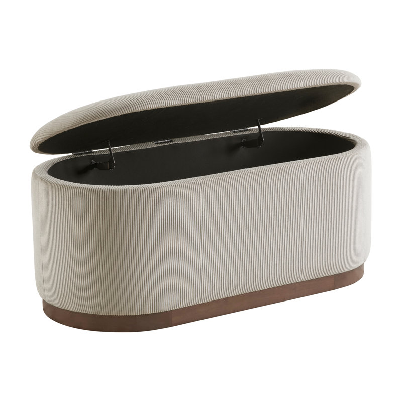 20.5" Width Taupe Corduroy Storage Bench With Plywood Construction And Cushion Upholstered Solid Wood Legs, Taupe