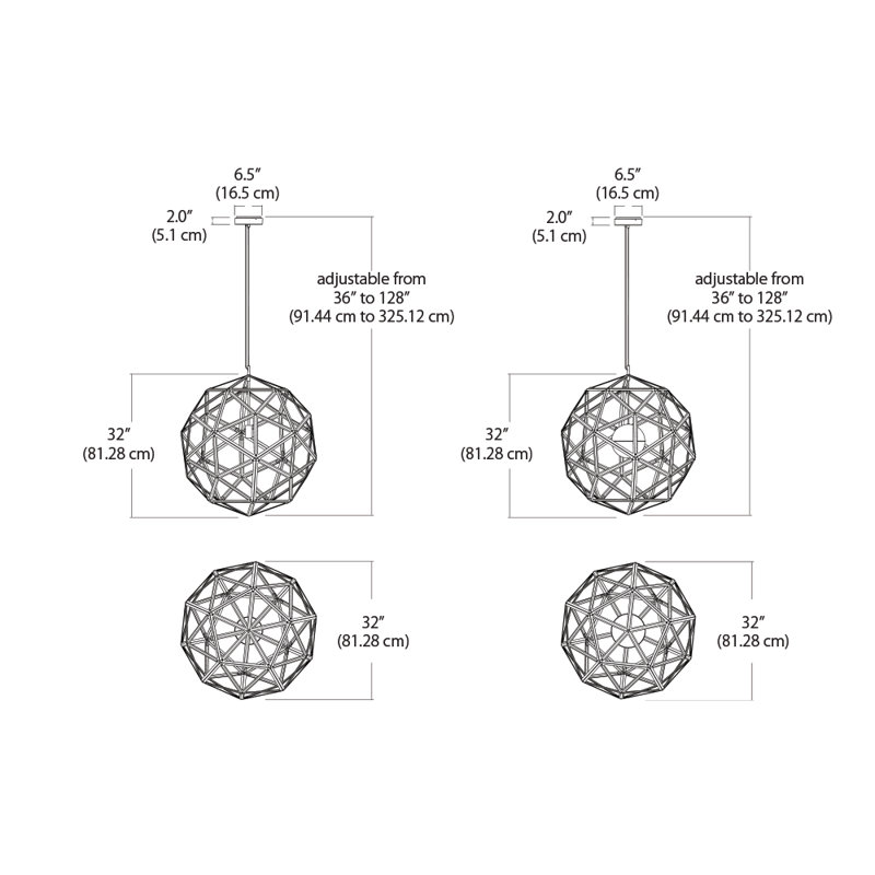 Geodome 1 - Light LED Chandelier, Polished Chrome