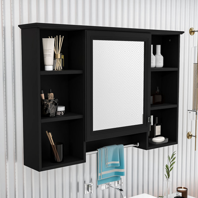 Armoire à pharmacie murale moderne avec finition haute qualité, miroir haute définition, Noir