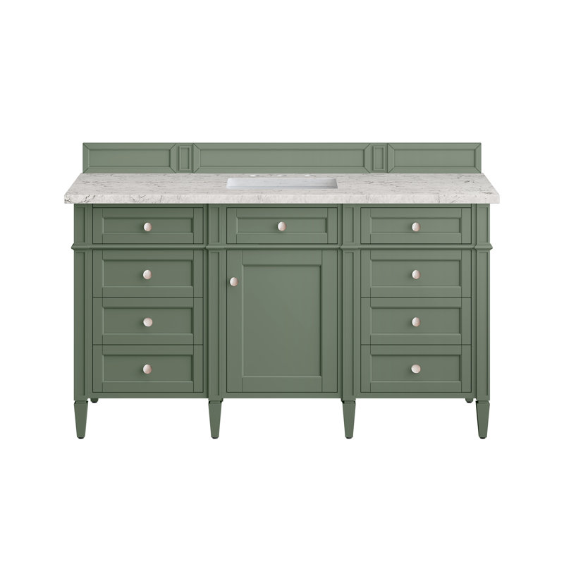 Brittany 60'' W Single Vanity, Smokey Celadon, Eternal Jasmine Pearl