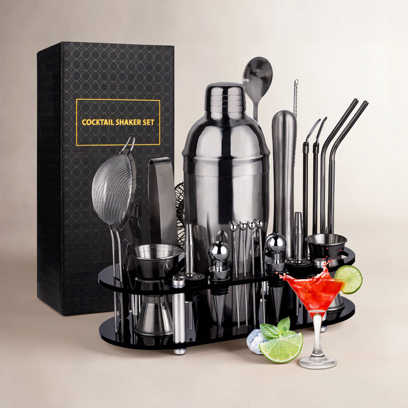 Ensemble d'outils de bar à cocktail 25 pièces Suranne, Noir