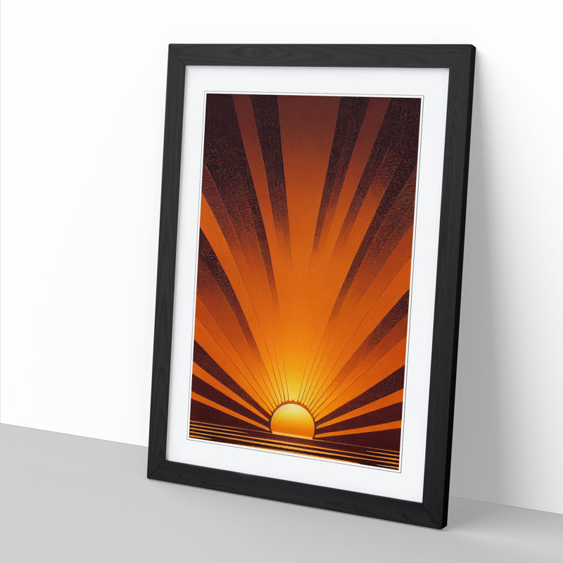 Sunset Engraving - Picture Frame Print, Black, 64cm H x 25cm W x 2cm D