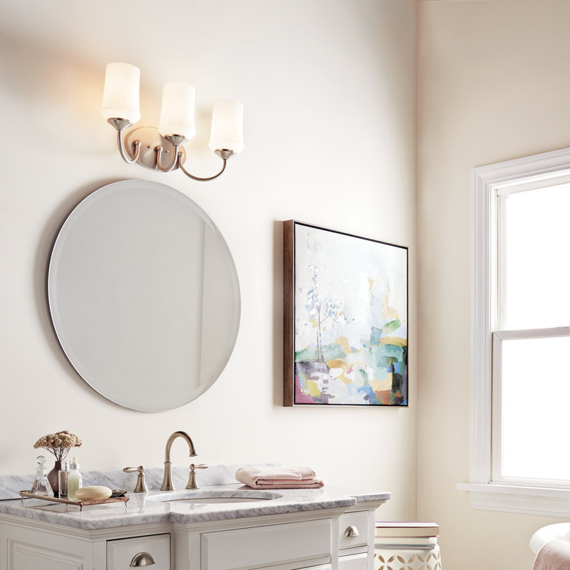 3 - Light Dimmable Vanity Light, Brushed Nickel