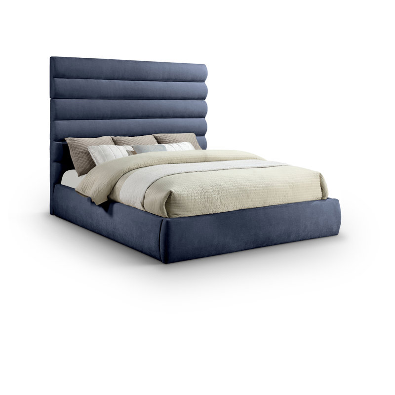Lit en tissu Adam Chenille, Très grand, Tissu chenille bleu marine