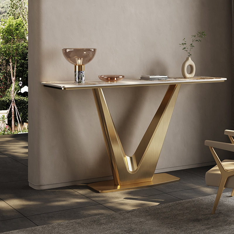 Console moderne de luxe simple et moderne, H 33,5 po x l 47,2 po x P 13,8 po, Doré
