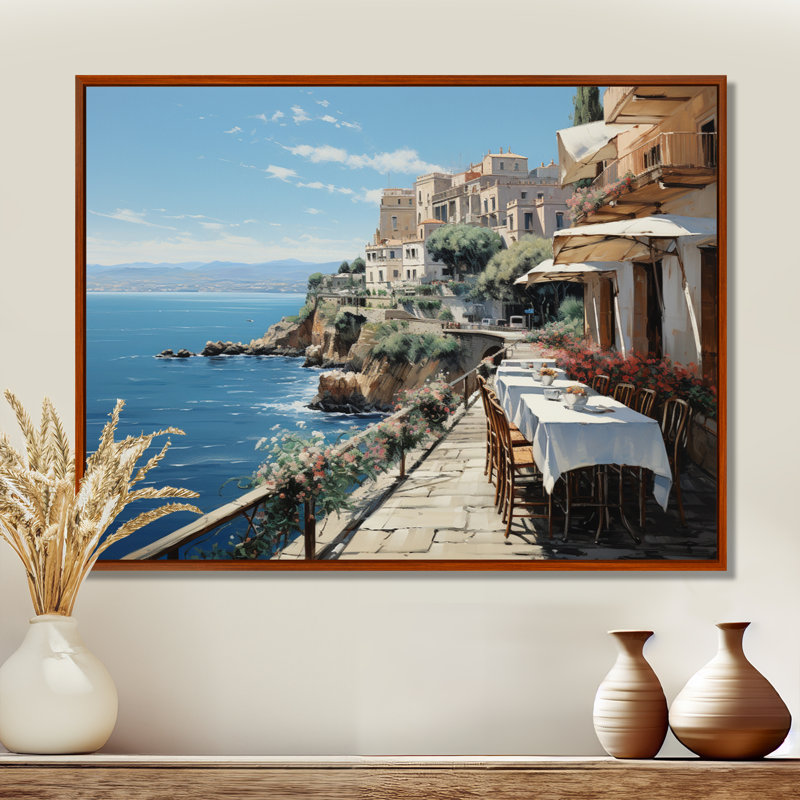 Italie, Amalfi Coast Romance - Italie, art mural, H 24 po x l 32 po x P 1 po, Cadre flottant brun